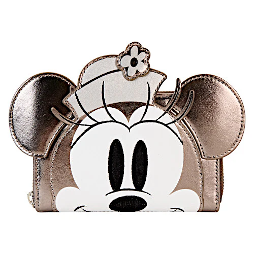EXCLUSIVE DROP: Loungefly D23 2024 Steamboat Willie Platinum Minnie Mouse Wallet - 8/9/24