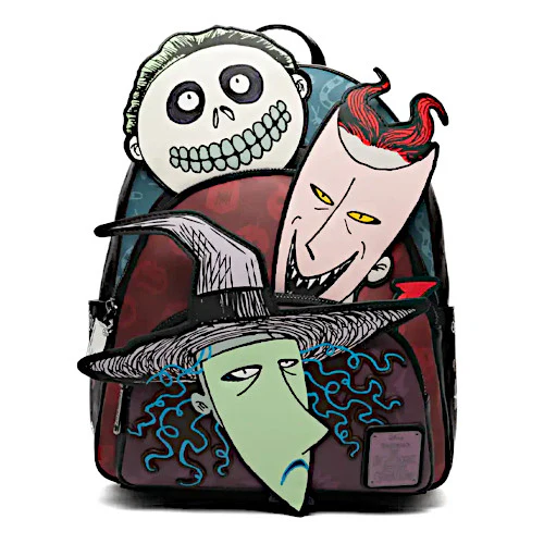EXCLUSIVE DROP: Loungefly Disney Nightmare Before Christmas Lock, Shock & Barrel Triple Pocket Glow Mini Backpack - 3/27/26