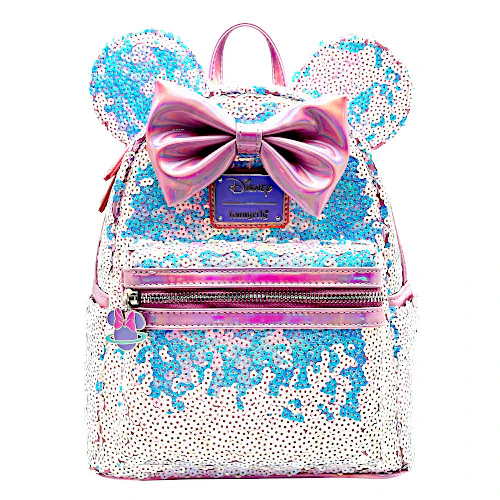EXCLUSIVE DROP: Loungefly Disney Planet Minnie Mouse UV Reactive Pink Iridescent Sequin Mini Backpack - 7/21/23