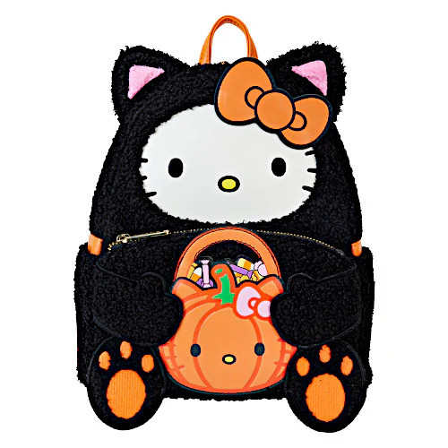 EXCLUSIVE DROP: Loungefly Halloween Hello Kitty In Cat Costume Sherpa Glow Mini Backpack - 7/19/24