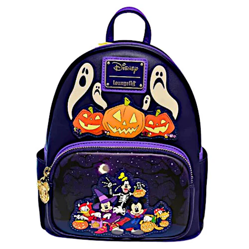 EXCLUSIVE DROP: Loungefly Halloween Mickey Mouse & Friends Trick-Or-Treating Glow Mini Backpack - 8/15/23