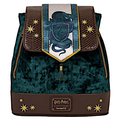 EXCLUSIVE DROP: Loungefly Harry Potter Slytherin Banner Velvet Mini Backpack - 7/7/25