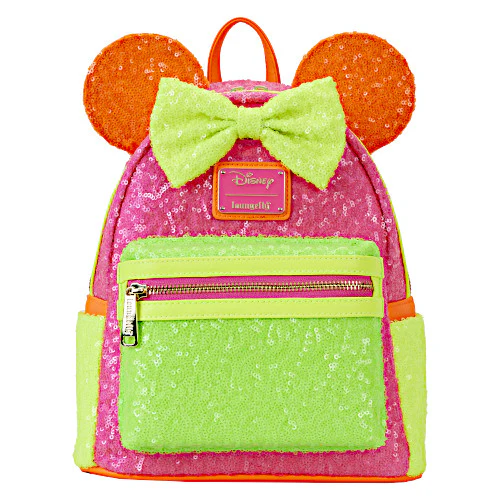 EXCLUSIVE DROP: Loungefly Minnie Mouse Color Block Neon Sequin Mini Backpack - 3/4/24