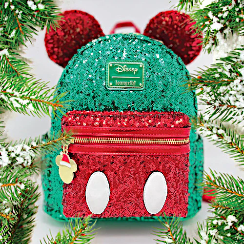 EXCLUSIVE RESTOCK: Loungefly Mickey Mouse Christmas Sequin Mini Backpack - 11/3/23