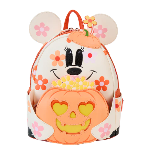 Loungefly Halloween Minnie Mouse Floral Ghost Cosplay Light Up Glow Mini Backpack