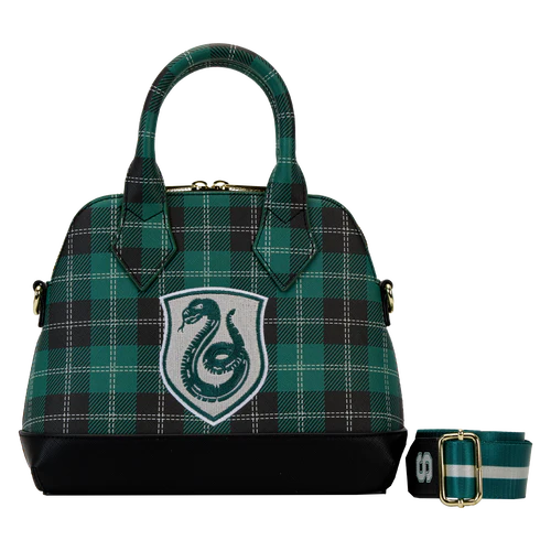 Loungefly Harry Potter Slytherin Patch Varsity Plaid Crossbody Bag