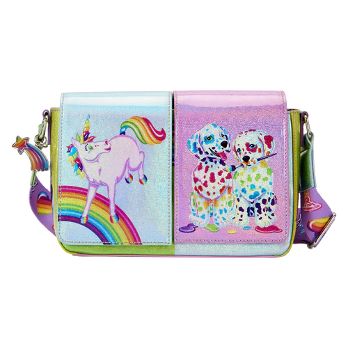 Loungefly Lisa Frank Holographic Glitter Color Block Crossbody Bag