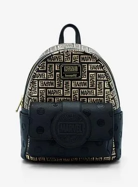 Loungefly Marvel Metallic Logo Allover Print Mini Backpack
