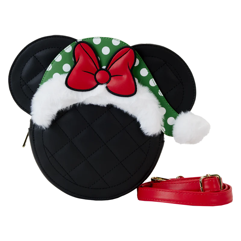 Loungefly Minnie Mouse Polka Dot Santa Hat Quilted Crossbody Bag