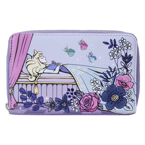 Loungefly Sleeping Beauty 65th Anniversary Floral Scene Zip Around Wallet