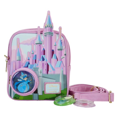 Loungefly Sleeping Beauty Castle Three Good Fairies Stained Glass Crossbody Bag
