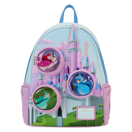 Loungefly Sleeping Beauty Castle Three Good Fairies Stained Glass Mini Backpack