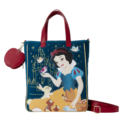Loungefly Snow White Classic Apple Quilted Velvet Tote Bag With Coin Bag