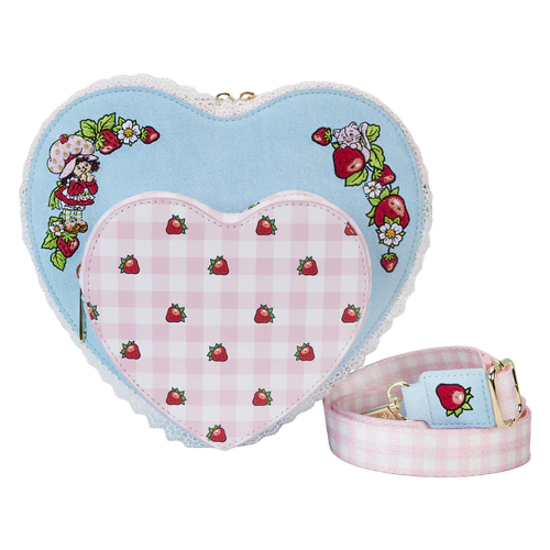 Loungefly Strawberry Shortcake Denim Heart Shaped Figural Crossbody Bag