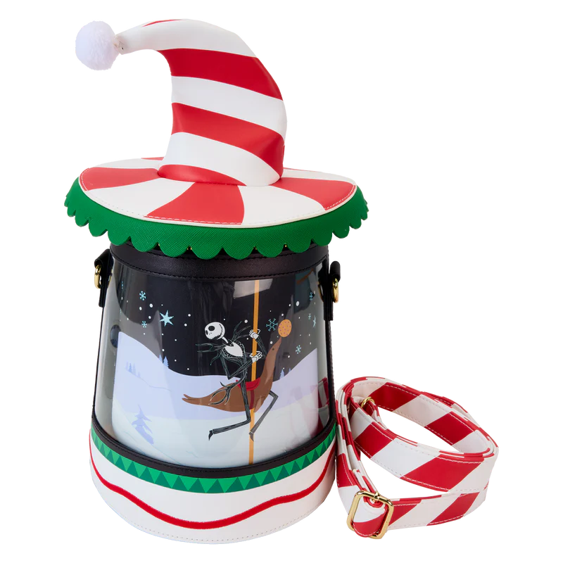 Loungefly The Nightmare Before Christmas Candy Cane Carousel Spinning Figural Crossbody Bag