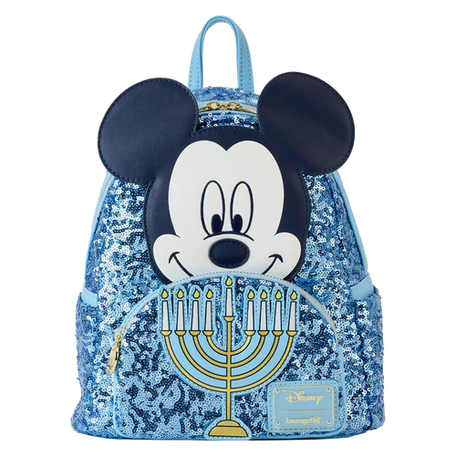 Loungefly Hanukkah Mickey Mouse Sequin Glow Mini Backpack